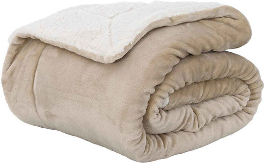 vidaXL Κουβέρτα Fleece Υπέρδιπλη 220x240εκ. Μπεζ