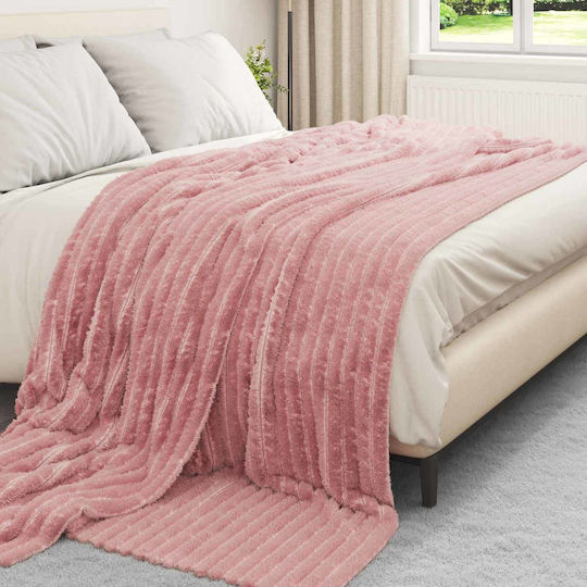 vidaXL Κουβέρτα Fleece Υπέρδιπλη 240x220εκ. Ροζ