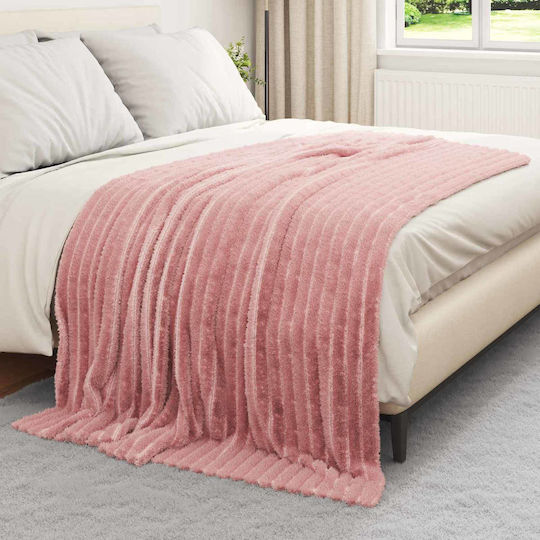 vidaXL Κουβέρτα Fleece Διπλή 200x150εκ. Ροζ