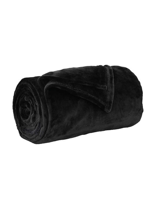 vidaXL Ριχτάρι Πολυθρόνας Fleece 150x200εκ. Μαύρο