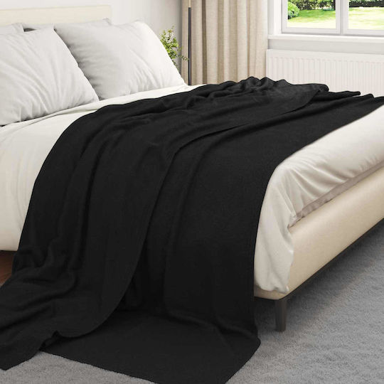 vidaXL Cuvertură Pentru Canapea 2 Locuri Polar Fleece 270x240 cm Neagră