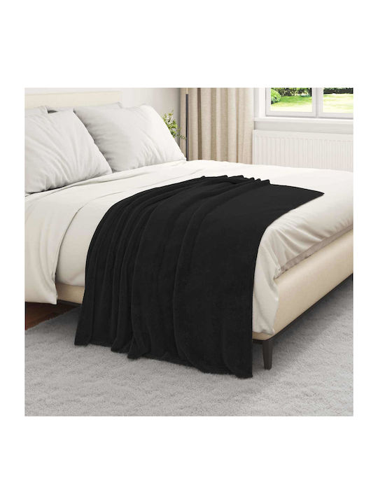 vidaXL Ριχτάρι Πολυθρόνας Fleece 130x150εκ. Μαύρο