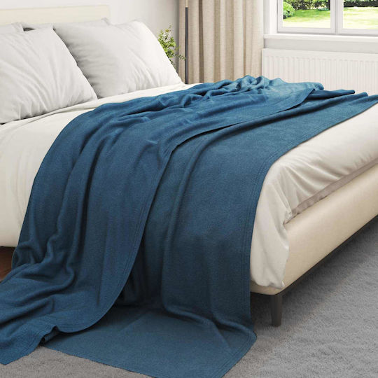 vidaXL Ριχτάρι Διθέσιου Καναπέ Fleece 270x240εκ. Σκούρο Μπλε