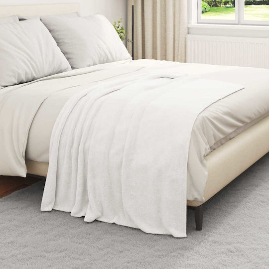 vidaXL Ριχτάρι Πολυθρόνας Fleece 130x150εκ. Λευκό