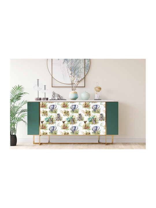 Autocolant Mat Decorare Cameră Leu Girafă Zebră Elefant 100x50 Cm