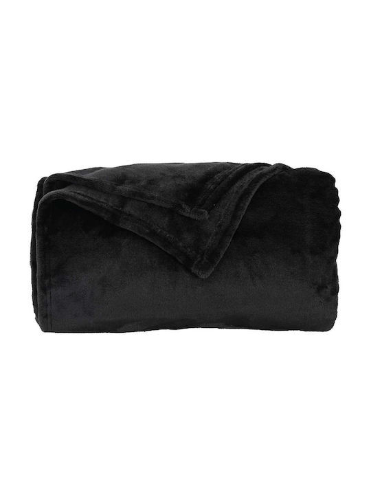 vidaXL Ριχτάρι Τριθέσιου Καναπέ Fleece 240x270εκ. Μαύρο