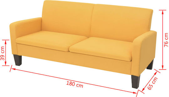 Τριθέσιος Καναπές Κίτρινος 180x65x76εκ.