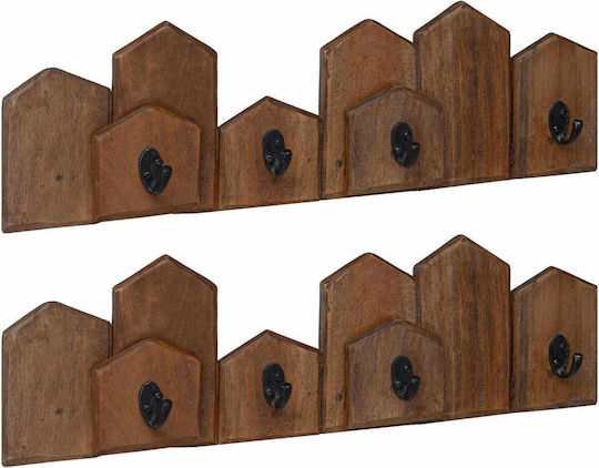 vidaXL Hölzernes Wandhalterung 5 Haken 48x15x8cm