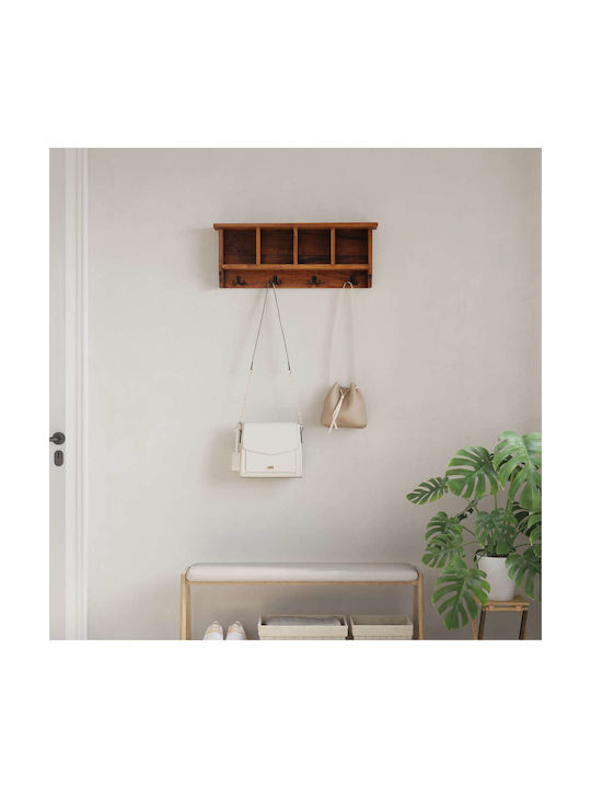 vidaXL Κρεμάστρα Τοίχου Ξύλινη 8 Θέσεων Καφέ 70x27x11cm