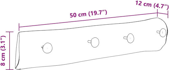 vidaXL Wooden Wall Hanger 4 Hooks Brown 50x12x8cm 4 Pieces