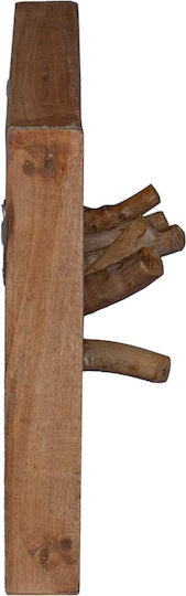 vidaXL Wooden Wall Hanger 7 Hooks Brown 50x25x11cm