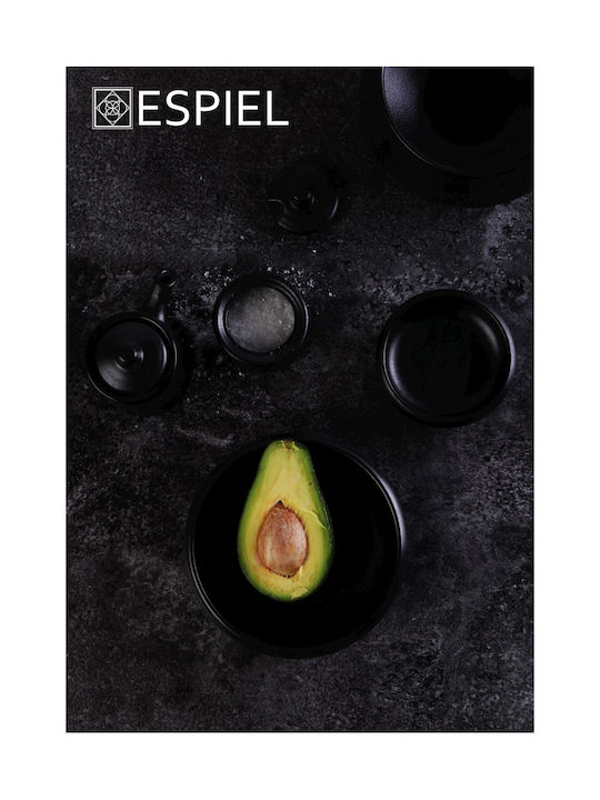 Espiel Mianmar Set of 5pcs Jars General Use with Lid Ceramic Black 100ml