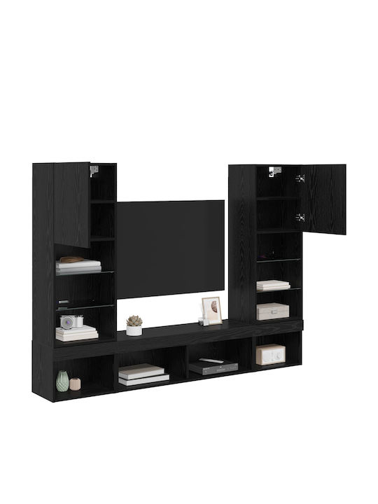 Wohnzimmer TV-Einheit Black Beech mit Beleuchtung L40.5xB30xH102cm