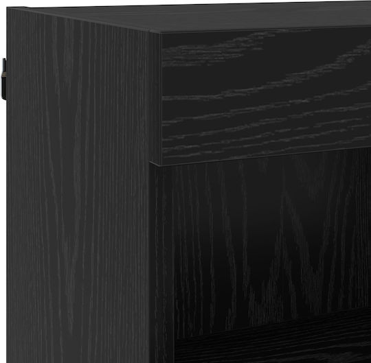 Wohnzimmer TV-Einheit Black Beech mit Vitrine & Beleuchtung