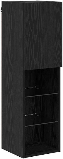 Wohnzimmer TV-Einheit Black Beech mit Vitrine & Beleuchtung