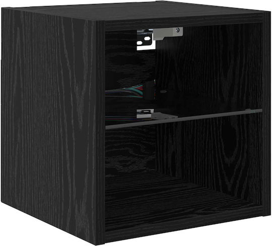 Wohnzimmer TV-Einheit Black Beech mit Vitrine & Beleuchtung