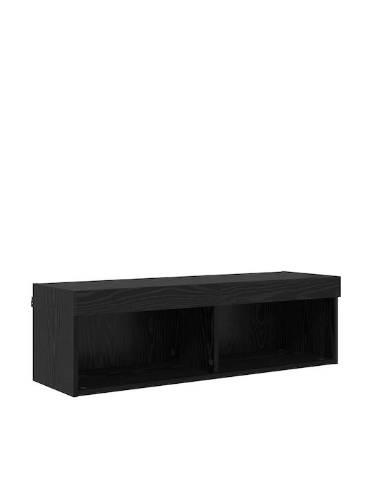 Wohnzimmer TV-Einheit Black Beech mit Vitrine & Beleuchtung L100xB30xH30cm