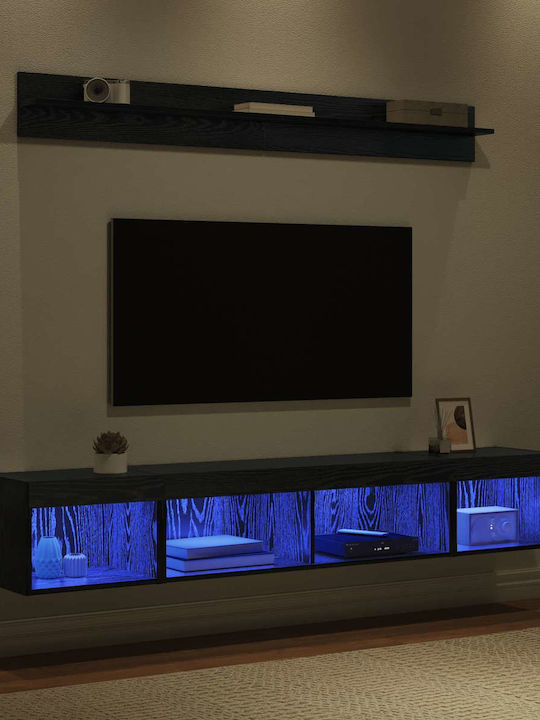 Wohnzimmer TV-Einheit Black Beech mit Beleuchtung L40xB30xH30cm