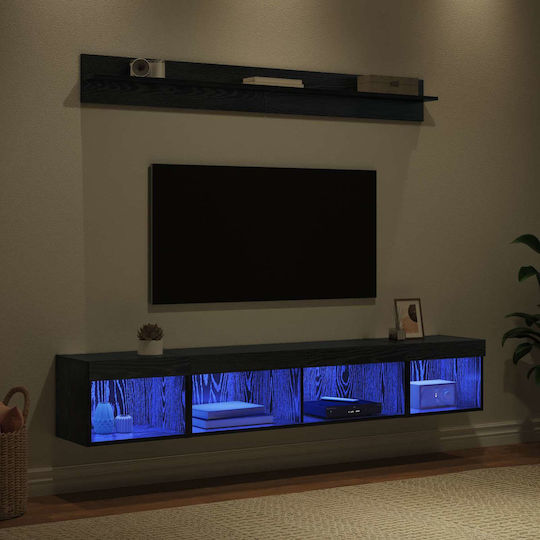 Living Room TV Unit with Lighting Black Beech L40xW30xH30cm
