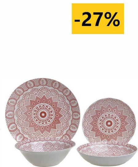 Click Red Porcelain Dinnerware Set 19pcs