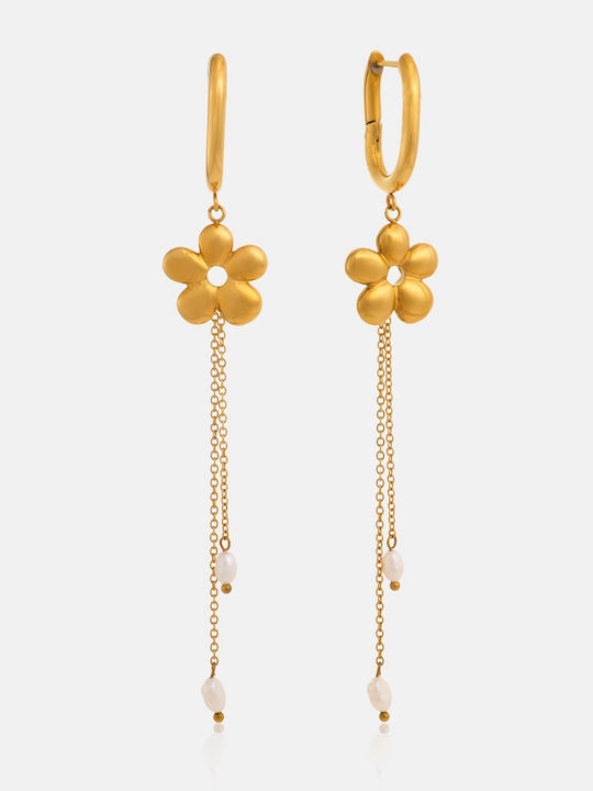 Enotia Earrings made of Steel Gold Plated with Stones & Pearls Enotia Earrings made of Steel Gold Plated with Stones & Pearls
