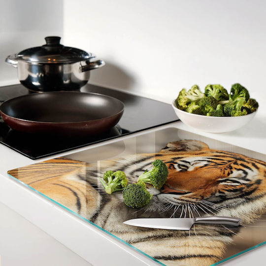 Glas-Schneidebrett Mit Druck BengaLischer Tiger 60x52 Cm