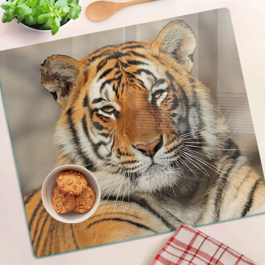 Glas-Schneidebrett Mit Druck BengaLischer Tiger 60x52 Cm
