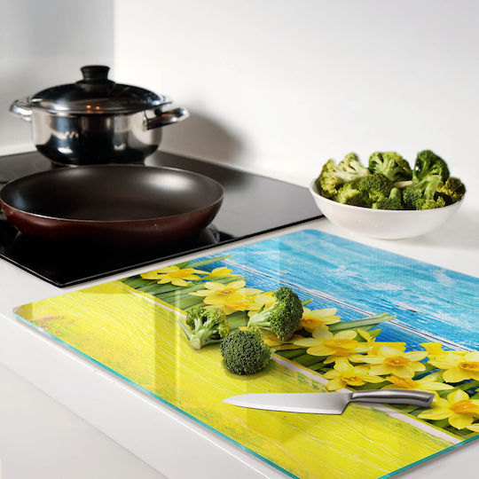 Glass Kitchen Cutting Board Safety Tempered Glass Daffodils 60x52 Cm
