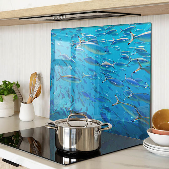 Glass Chopping Board Daily Use Coral Fish 60x52 Cm
