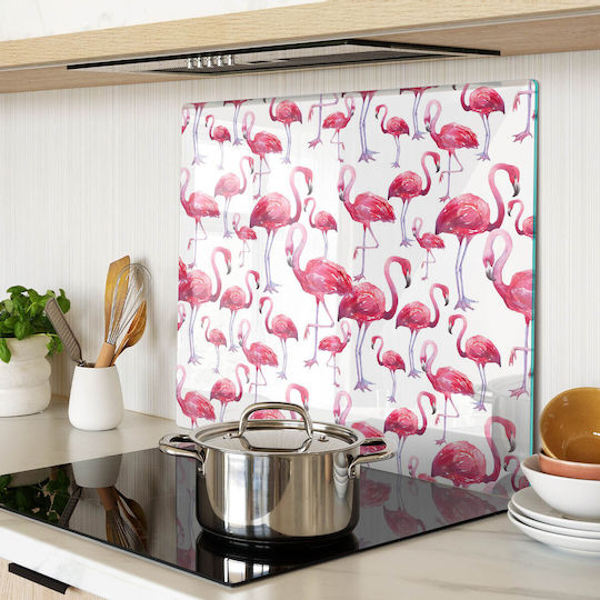 Glass Kitchen Counter Protection Board Tempered Glass Flamingo 60x52 Cm