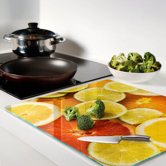 Glas Schneidebrett Schutzplatte Für Küchenarbeitsplatte Gebrühtes Glas Orangen 60x52 cm
