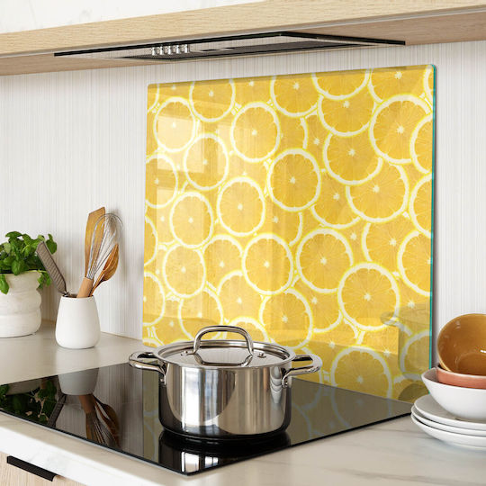 Kitchen Counter Cover Surface Tempered Glass Lemon Slices 60x52 Cm