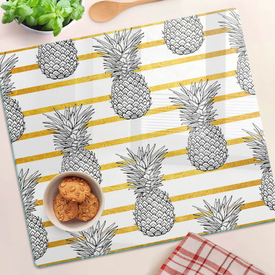 Schneidebrett Schutzabdeckung aus gehärtetem Glas Ananas Scheiben 60x52 cm