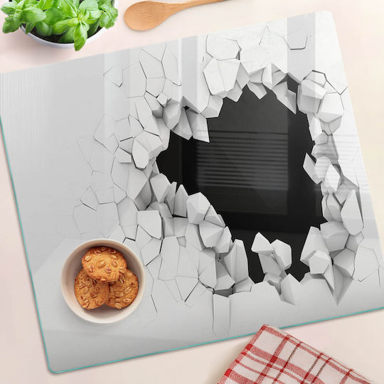 Tăviță Decorativă Din Sticlă Pentru Bucătărie Sticlă Securizată Cu Orificiu Pentru Perete 60x52 Cm