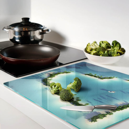 Glass Kitchen Chopping Board Protection Decoration Island Heart Shape 60x52 Cm