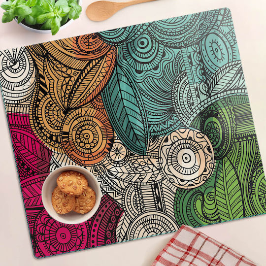 Decorative Glass Kitchen Board High Quality Abstract Pens 60x52 Cm