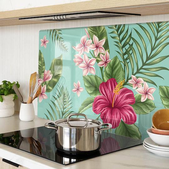 Robustes Dekoratives Glas-Schneidebrett Küchen Hawaii Blumen 80x52 cm