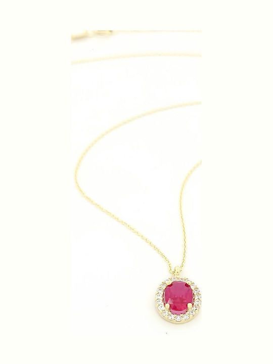 Anagnostakis Halskette Rosette aus Gold 9 K mit Zirkon