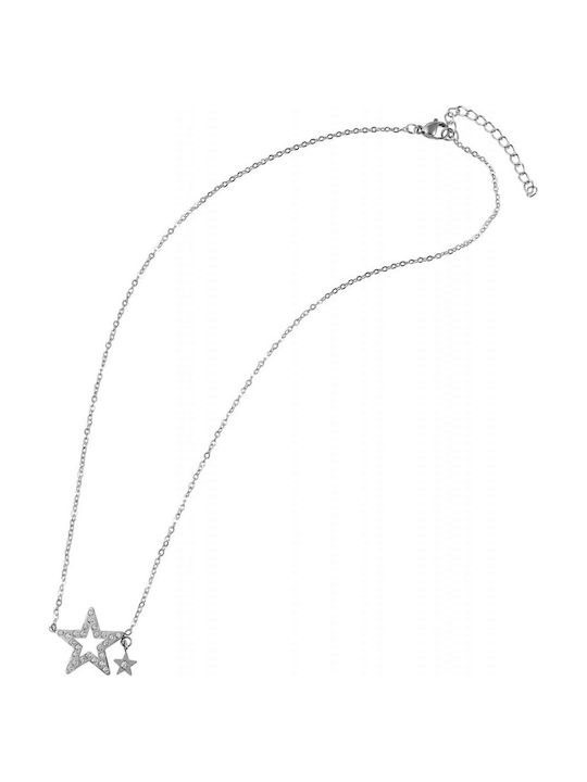 Akzent Halskette mit Design Stern aus Stahl mit Zirkon