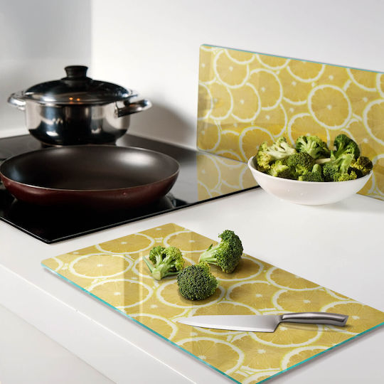 Glass Kitchen Cutting Board Print Tempered Glass Lemon Slices 2x30x52 Cm