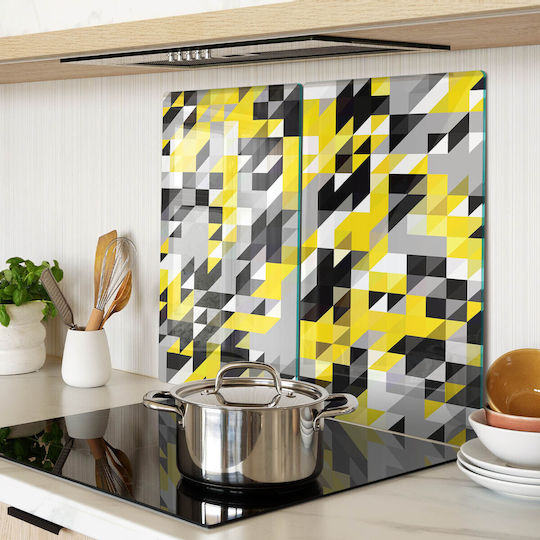 Glass Multipurpose Kitchen Surface Geometric Shapes 2x30x52 Cm