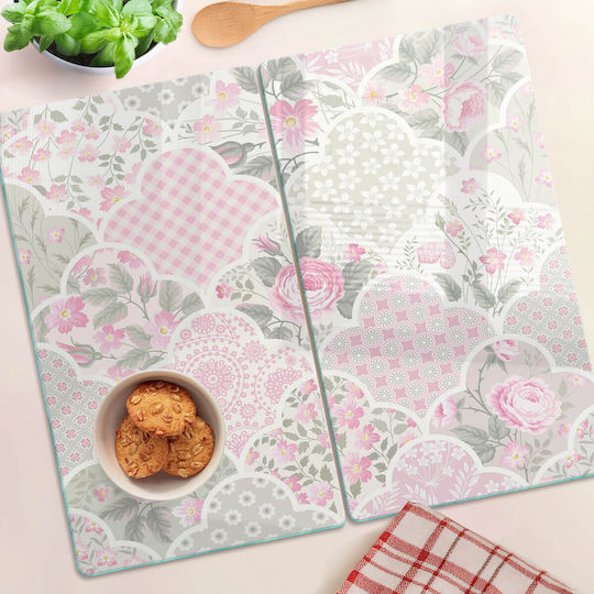 Glass Serving Chopping Board Roses Decorations 2x30x52 Cm