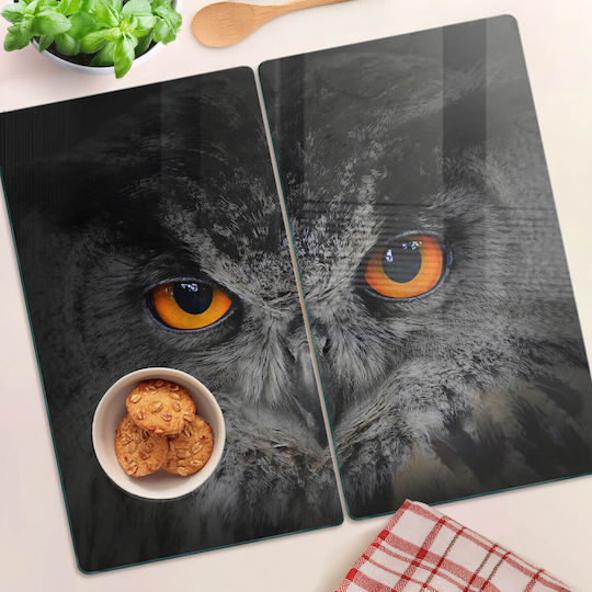 Glas Schneidebretter Druck Eule Dämonische Augen 2x30x52 cm