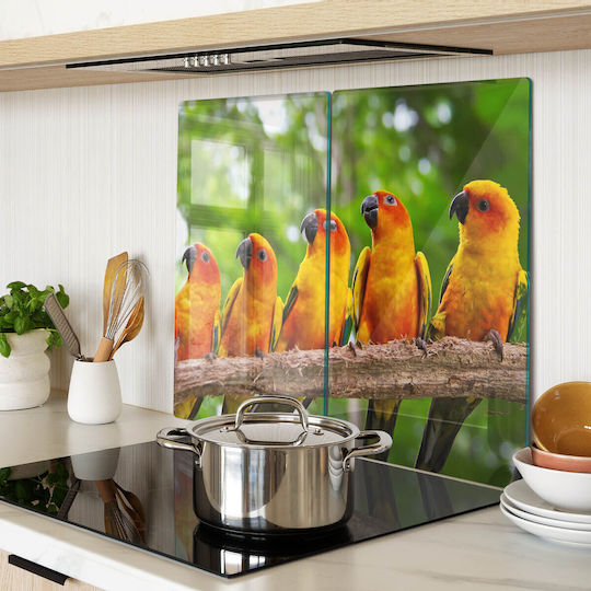 Glass Countertop Protection Plate Tempered Glass Parrot Branch 2x30x52 Cm