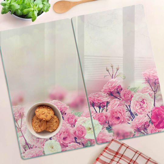 Moderner Glas Schneidebretter Blumen Wildrose 2x30x52 cm