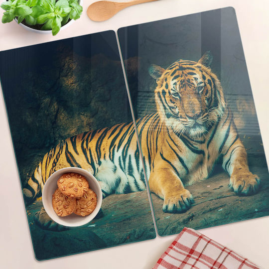 Tocătoare De Bucătărie Din Sticlă Imprimată Sticlă Securizată Peștera Tigrului 2x30x52 Cm