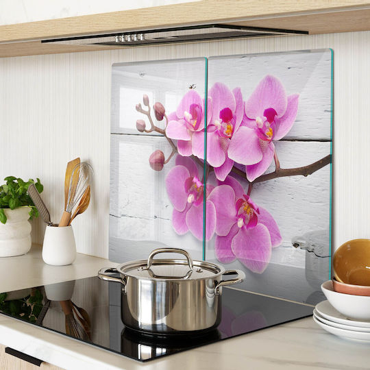 Glass Kitchen Cutting Board Safety Tempered Glass Orchid Wood 2x30x52 Cm