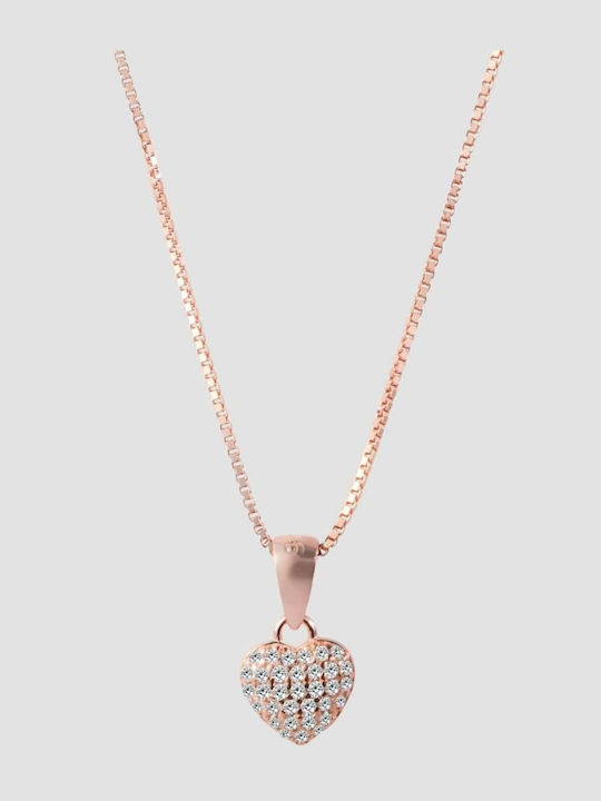Akzent Necklace with design Heart from Pink Gold Plated Silver with Zircon