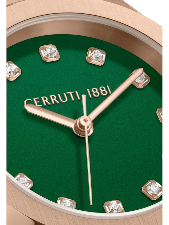 Cerruti Crystals Ceas de Damă cu Rose Gold Brățară Metalică