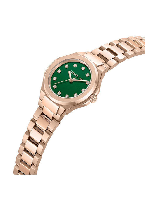 Cerruti Crystals Ceas de Damă cu Rose Gold Brățară Metalică